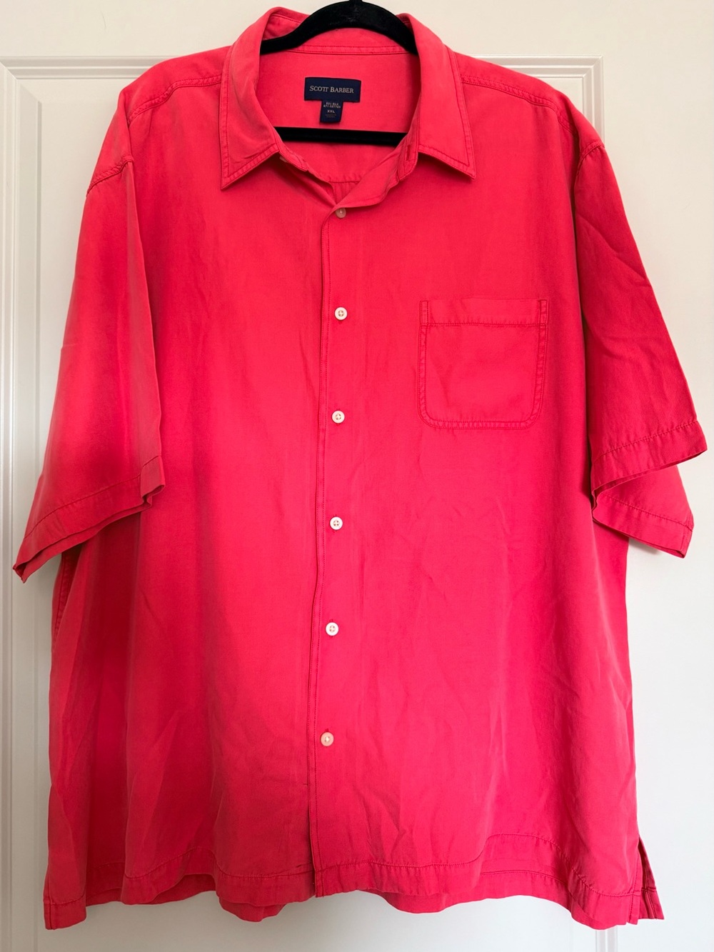 Men’s Short-Sleeve Button-Up Shirt — Red